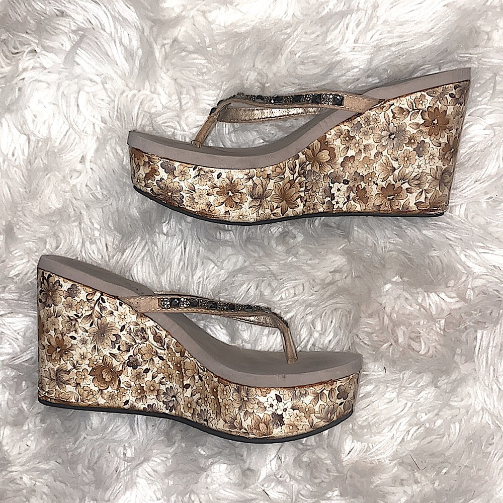 Naomi Floral Wedge Sandals